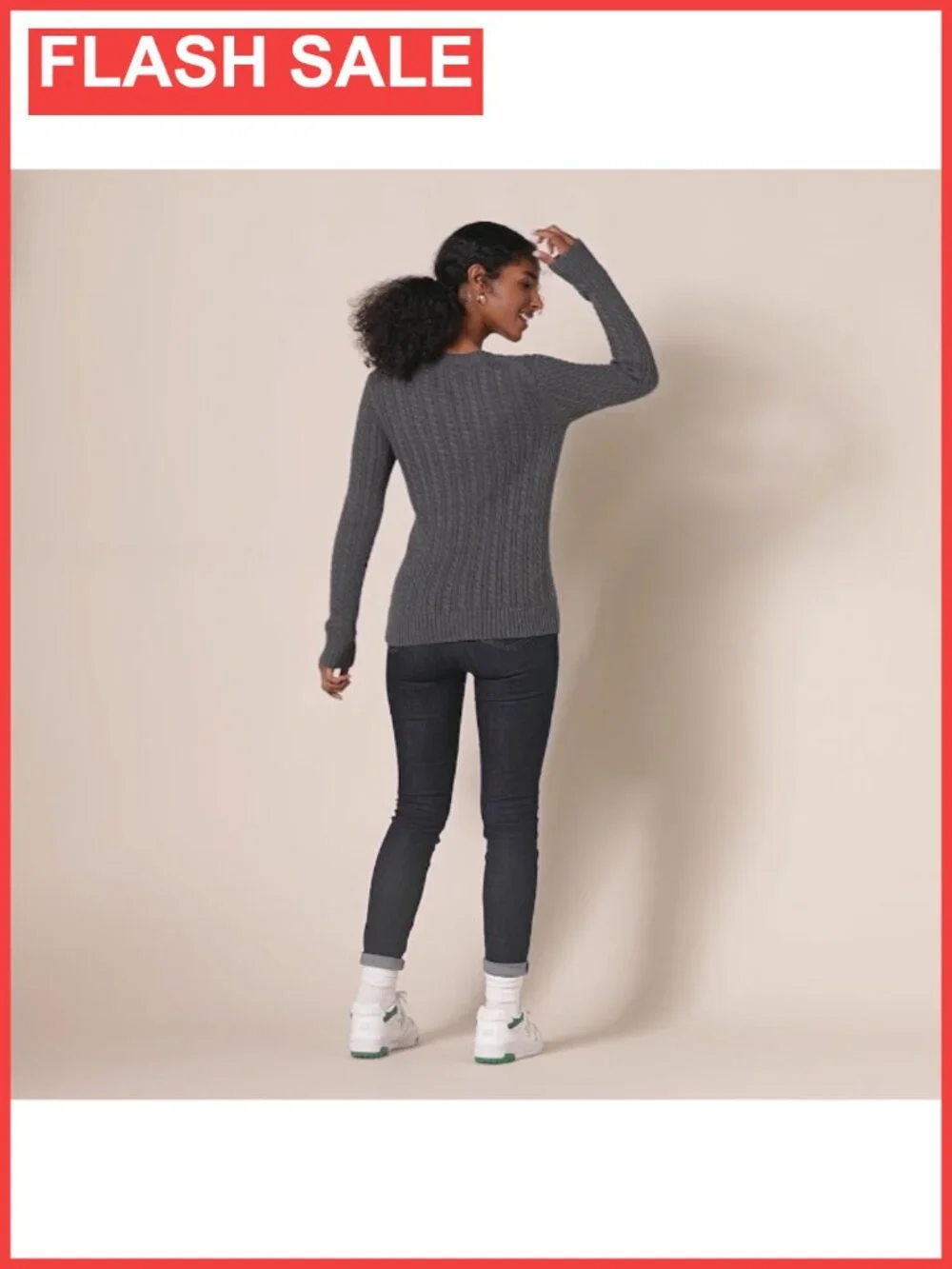 Women's Cotton Cable Knit Crewneck Pullover Sweater Regular Fit